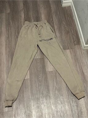 PrettyLittleThing Taupe Logo Jogger Sweatpants Size Small